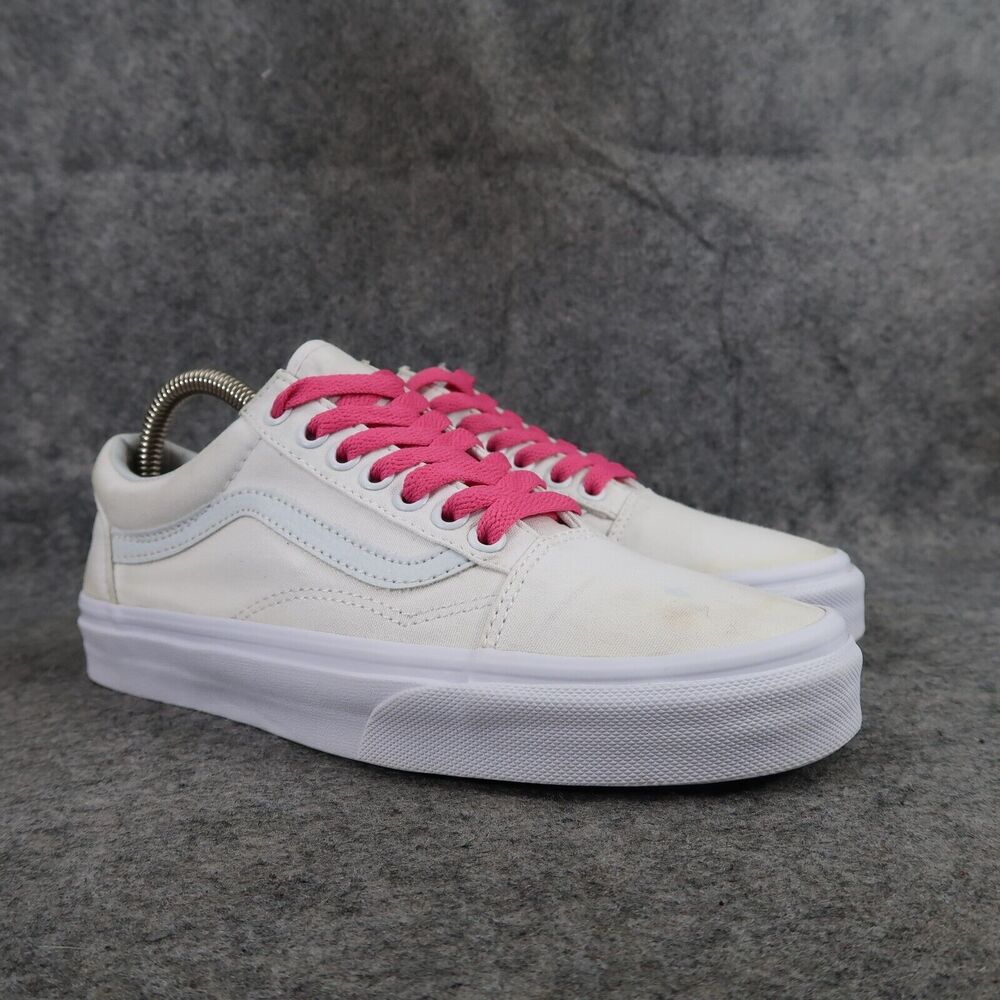 Vans Shoes Womens 8 Sneakers Old Skool Skate Casual White Canvas Lace Up Classic